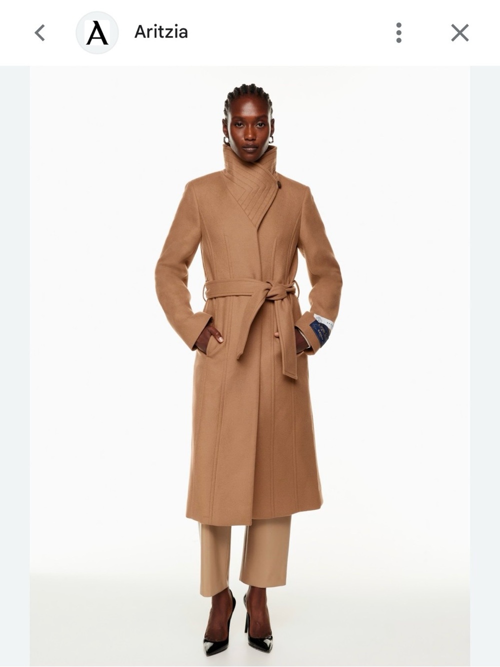 Aritzia Belted Wool cashmere Long Coat Connor Babaton small S tna Wilfred jacket